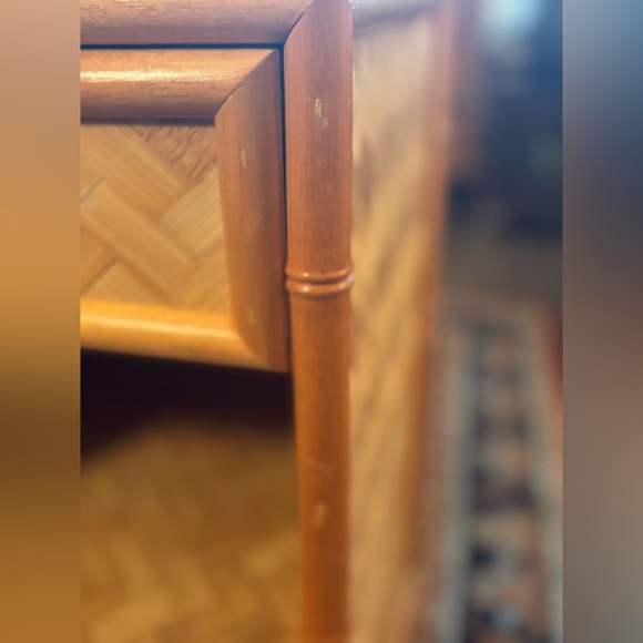 BOHO Vintage Bamboo Rattan Side Table 19” Nightstand Entryway • Lightweight - Picture 12 of 15